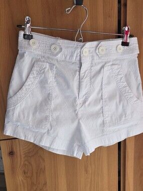 Maeve By Anthropologie White Linen & Viscose Stretch Shorts Size 2